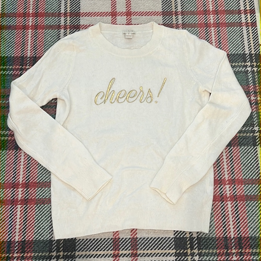 J Crew embroidered Cheers! Sweater 🥂🍾 NWOT